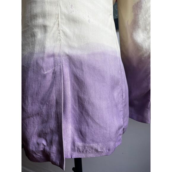 Vintage 90s Guess Reworked Silk Blazer | Hand-Dyed Ombre Cream to Lilac | M - Picture 8 of 9